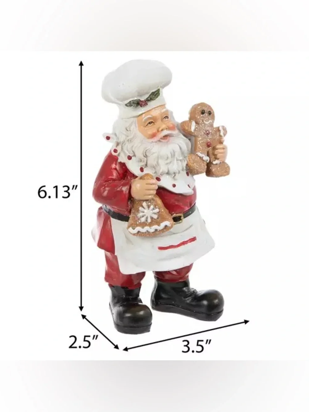 (2) Baker Santa Claus Holding Cookies Figurine